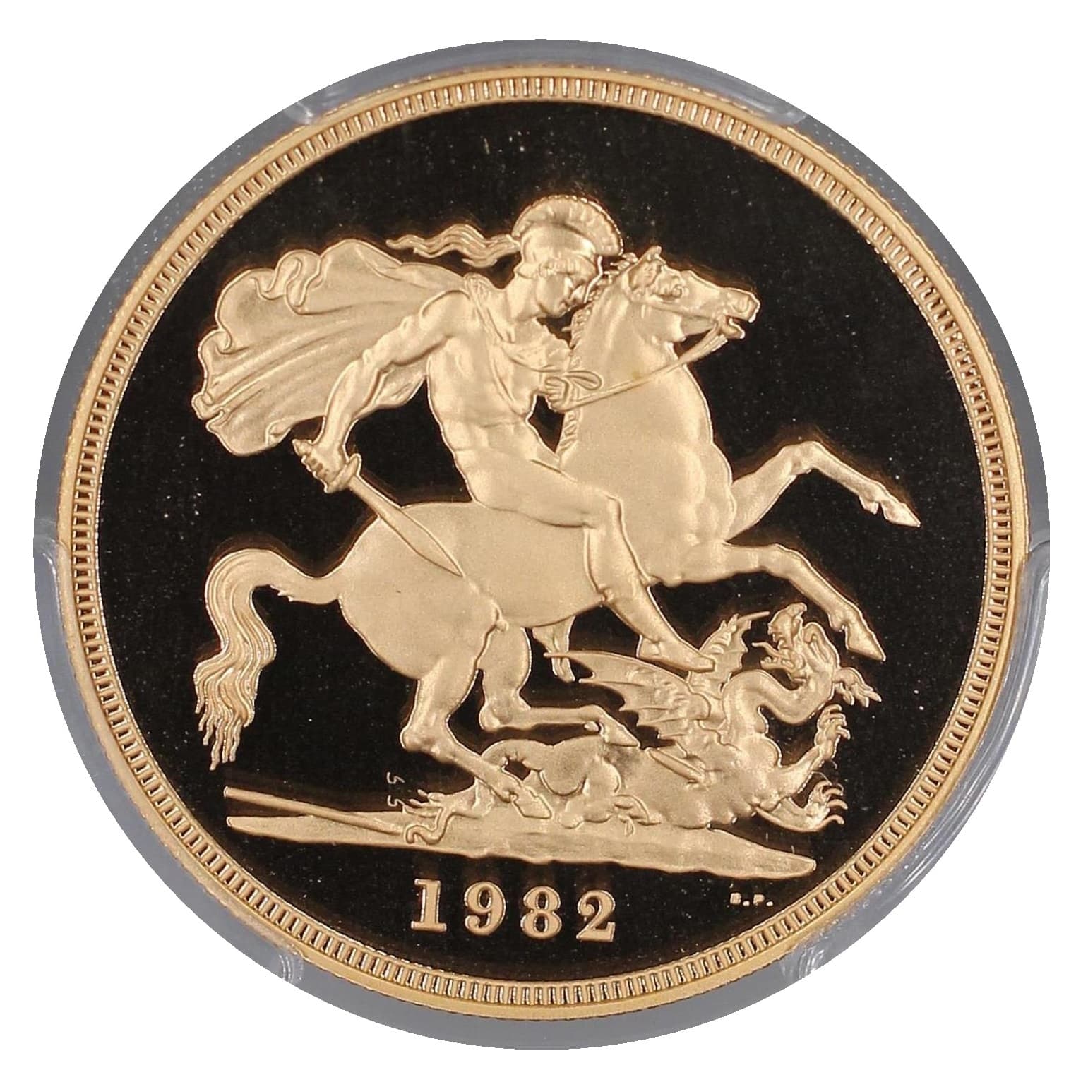 【PR70 DEEP CAMEO】1982年 エリザベス２世 5ポンド プルーフ金貨(裏)