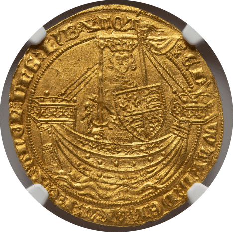 【MS62】1361年〜1369年 イギリス エドワード3世 ノーブル金貨(表)