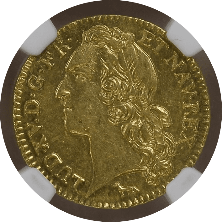 【MS63】1746/4/3年 フランス ルイ15世 ルイドール 金貨(表)