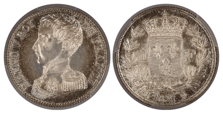 【SP64】1831年 フランス アンリ5世 試鋳貨 1フラン銀貨