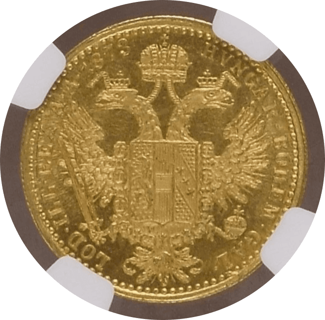 【MS63】1873年 オーストリア フランツ・ヨーゼフ1世  ダカット金貨(裏)