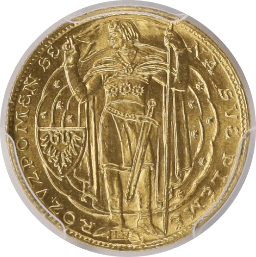 【MS65】1929年 チェコスロバキア キリスト教伝来 1000周年記念 1ダカット金貨(表)