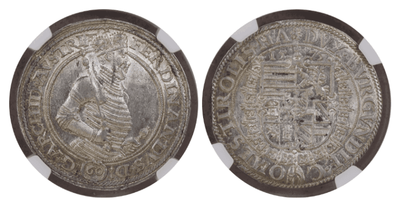 【MS65+★】1575年 神聖ローマ帝国 オーストリア  フェルディナンド1世 ターラー銀貨