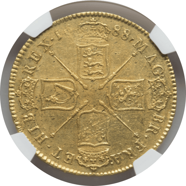 【AU55】1688年 イギリス ジェームズ2世 5ギニー金貨(裏)