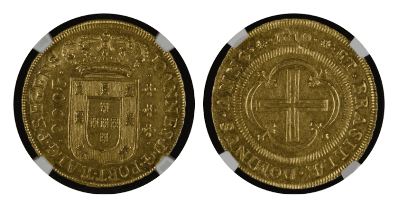 【MS61】1810年 ポルトガル領ブラジル マリア1世  4000レイス 金貨