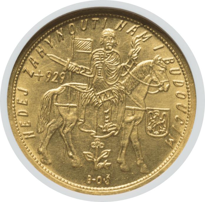 【MS64】1931年  チェコスロバキア 10ダカット金貨(表)
