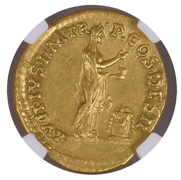 【AU 5/5 3/5 Fine Style】138年?161年 古代ローマ帝国 アントニヌス・ピウス アウレウス金貨(裏)