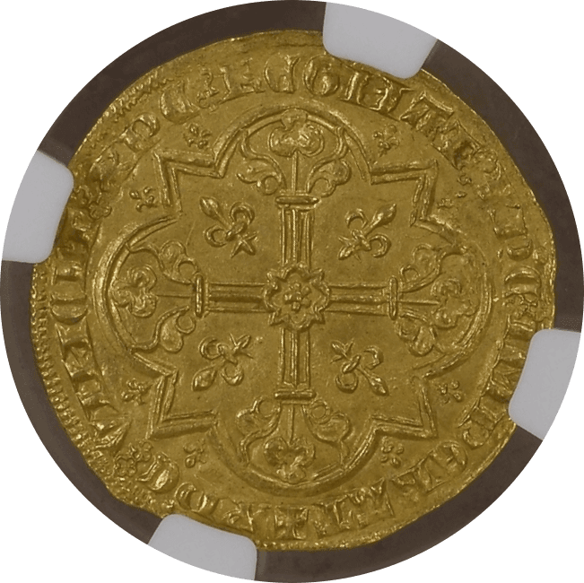 【MS 64】1350年?1364年 フランス ジャン2世 金の羊 ムートンドール金貨(裏)