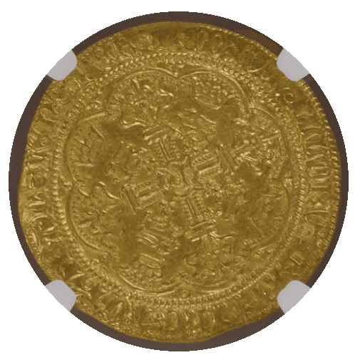 【MS64】1422年〜30年 イギリス ヘンリー6世 ノーブル金貨(裏)