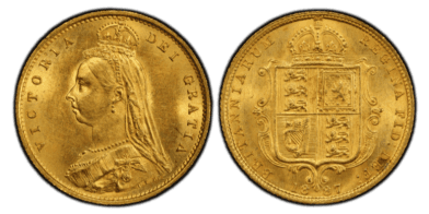 【MS63】1887年 イギリス ヴィクトリア女王 ジュビリーヘッド 1/2ポンド金貨