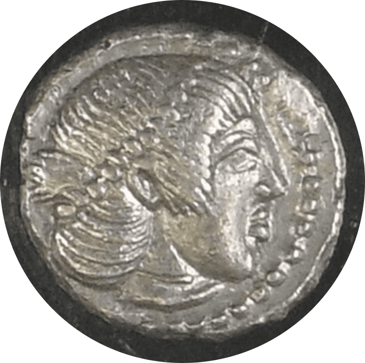 【MS★ 5/5  5/5】紀元前480年?470年 古代ギリシア シチリア島 シラクサ ヒエロン1世 オボル銀貨(表)