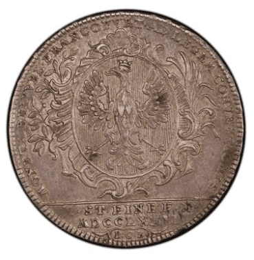 【AU55】1772年 神聖ローマ帝国 ドイツ フランクフルト 都市景観 ターラー銀貨(裏)