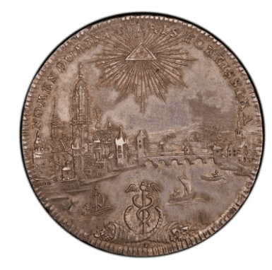 【AU55】1772年 神聖ローマ帝国 ドイツ フランクフルト 都市景観 ターラー銀貨(表)
