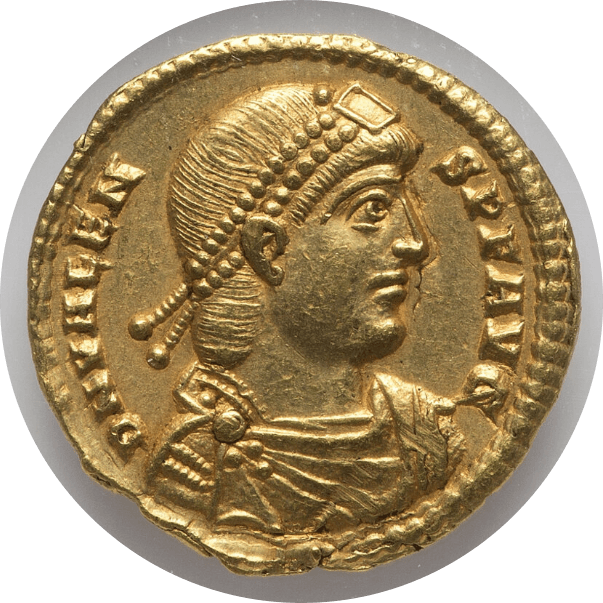 【AU 4/5 4/5】364年?378年 ビザンツ帝国（東ローマ帝国） ウァレンス皇帝  ソリダス金貨(表)