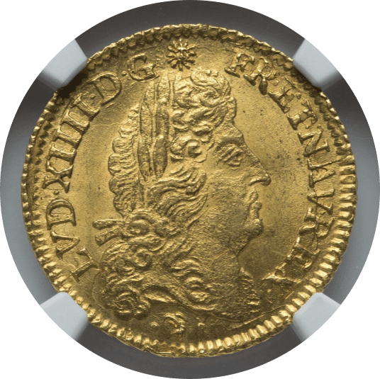 【MS65】1691年 フランス ルイ14世 ルイドール 金貨(表)