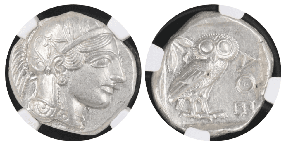 【MS 5/5 4/5】紀元前440年～404年 古代ギリシア アッティカ 女神アテナ テトラドラクマ フクロウ銀貨