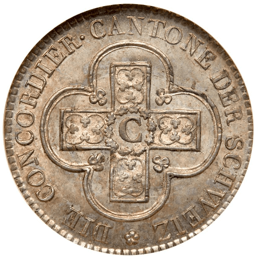 【MS65】1826年 スイス ベルン 2･1/2バッツェン銀貨(裏)