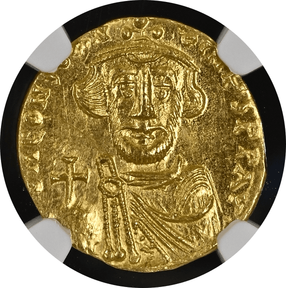 【MS 5/5 4/5】641年?668年 ビザンツ帝国 コンスタンス2世 ソリダス金貨(表)