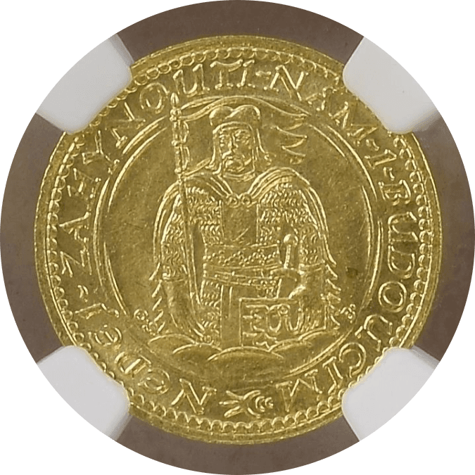 【MS64】1931年 チェコスロバキア 1ダカット金貨(表)