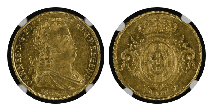【MS62】1806年 ポルトガル領ブラジル ジョアン6世  6400レイス 金貨