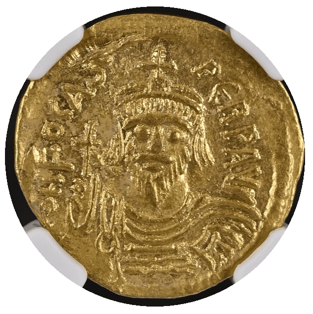 【Ch AU 5/5 2/5】602年?610年 ビザンツ帝国（東ローマ帝国） フォカス ソリダス金貨(表)
