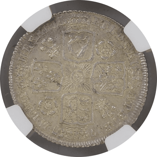 【MS62】1737年 イギリス ジョージ2世 シリング銀貨(裏)
