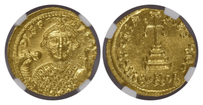 【Ch MS 4/5 5/5】695年〜698年 ビザンツ帝国（東ローマ帝国）レオンティオス帝 ソリダス金貨