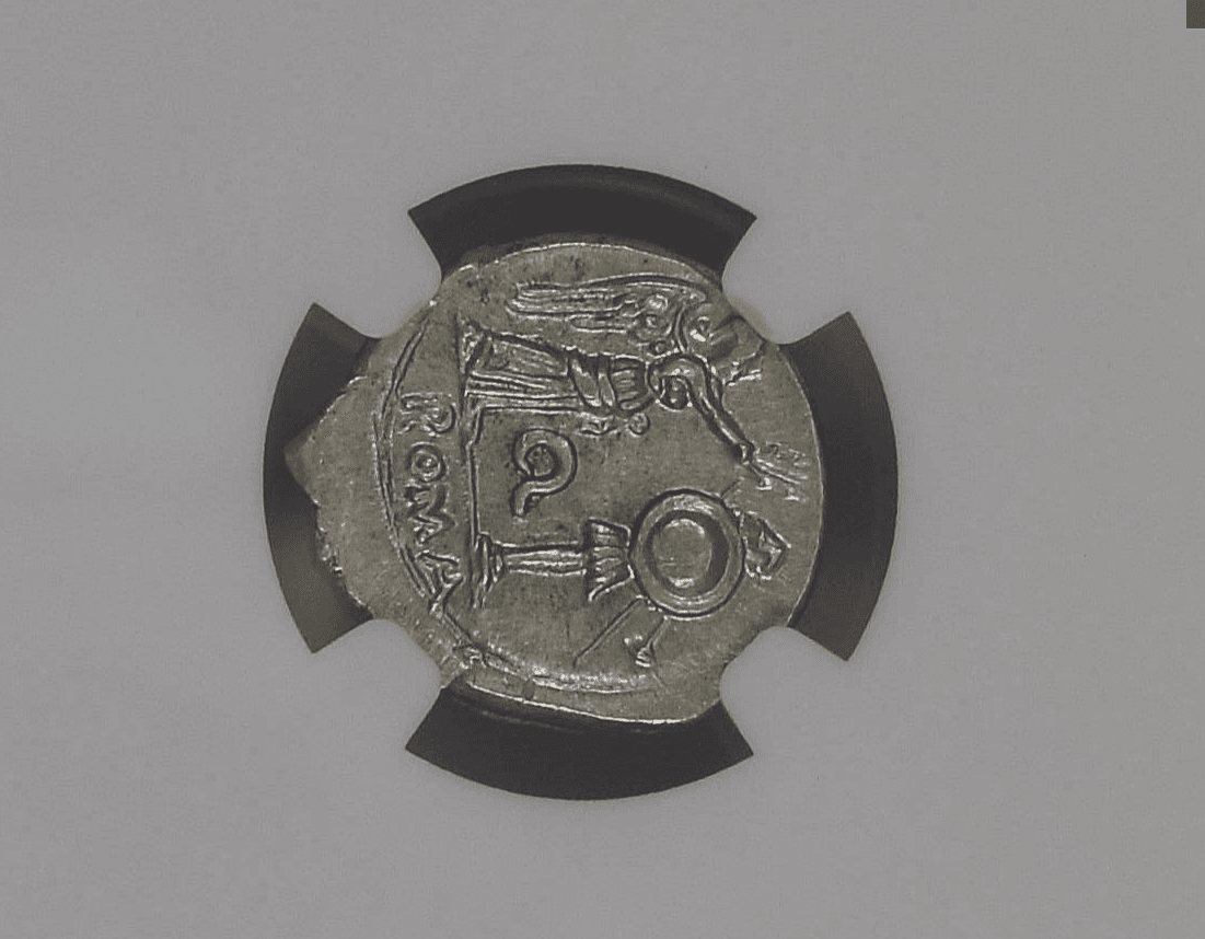 【Ch MS 5/5 5/5 Fine Style】紀元前211年?208年 共和制ローマ ヴィクトリアトゥス銀貨(裏)