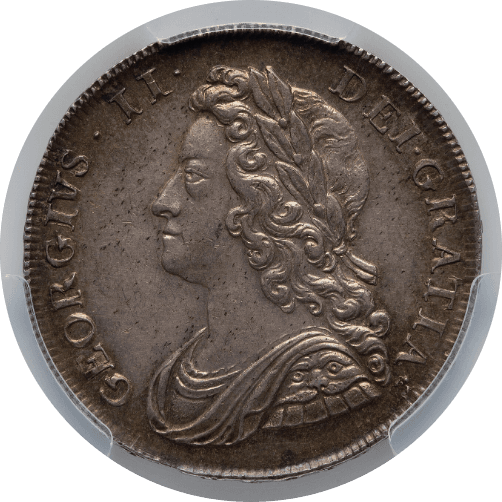 【MS63】1739年 イギリス ジョージ2世 1/2クラウン銀貨(表)