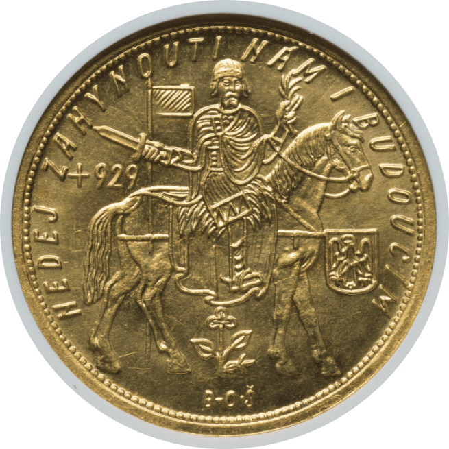 【MS64】1931年  チェコスロバキア 10ダカット金貨(表)
