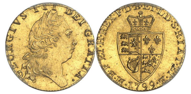 【MS64】1799年 イギリス ジョージ3世 1ギニー金貨