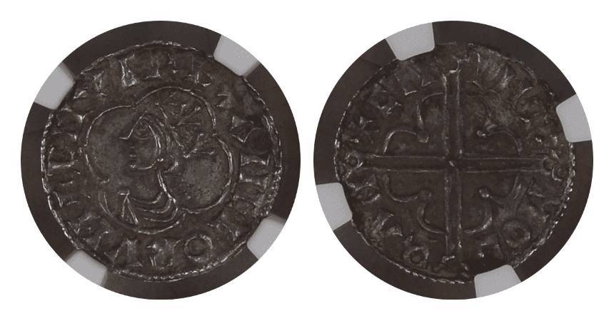 【MS63】1016年?1023年 イギリス クヌート1世 ペニー銀貨