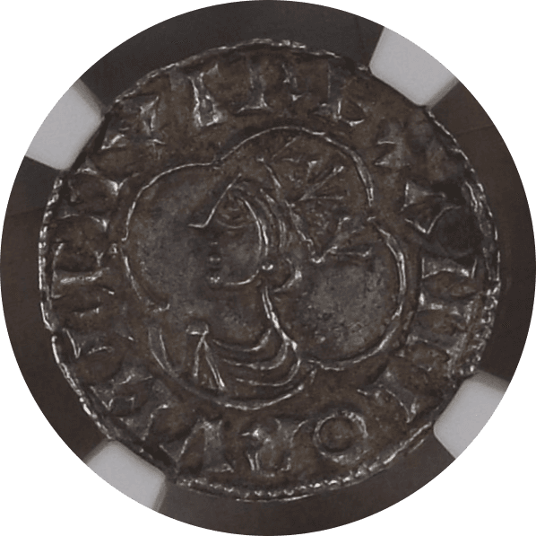 【MS63】1016年?1023年 イギリス クヌート1世 ペニー銀貨(表)