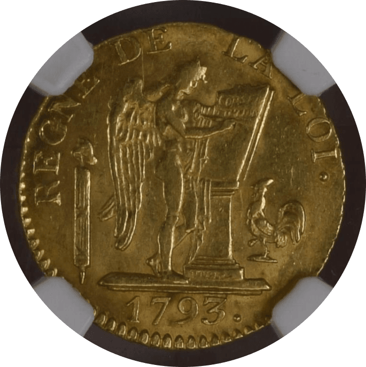 【MS63】1793年 フランス 第一共和国  ルイ16世  ルイドール（24リーブル）金貨(表)
