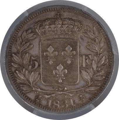 【SP61】1831年 フランス アンリ5世 5フラン銀貨 ハイレリーフ 試鋳貨(裏)