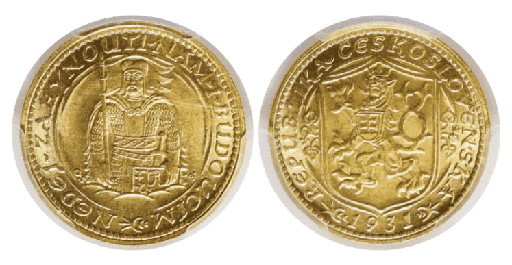 【MS65】1931年 チェコスロバキア  1ダカット金貨