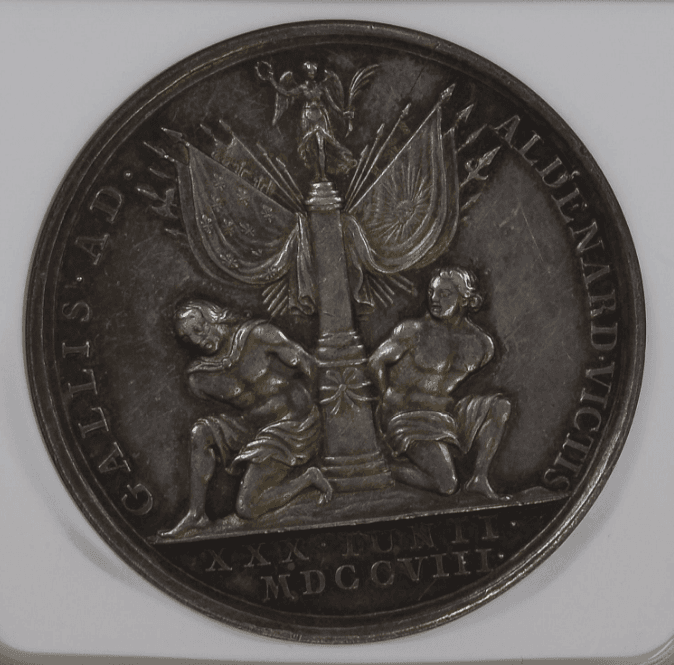 【AU58】1708年 イギリス アン女王 アウデナールデの戦い 戦勝記念銀貨(裏)
