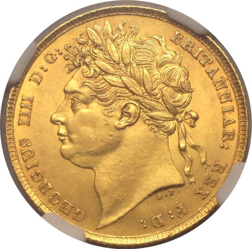 【MS62+】1822年 イギリス ジョージ4世 1ソブリン金貨(表)