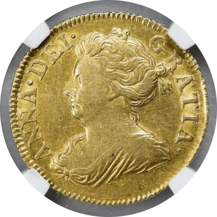 【AU58】1713年 イギリス  アン女王 1/2ギニー金貨(表)