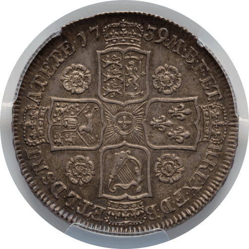 【MS63】1739年 イギリス ジョージ2世 1/2クラウン銀貨(裏)