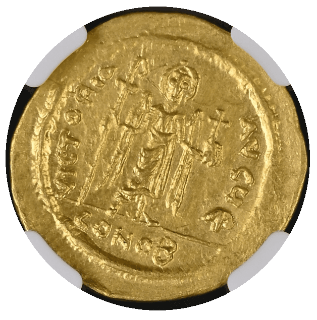 【Ch AU 5/5 2/5】602年?610年 ビザンツ帝国（東ローマ帝国） フォカス ソリダス金貨(裏)