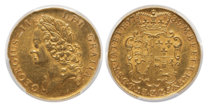 【AU58】1739年 イギリス ジョージ2世 2ギニー金貨(表)