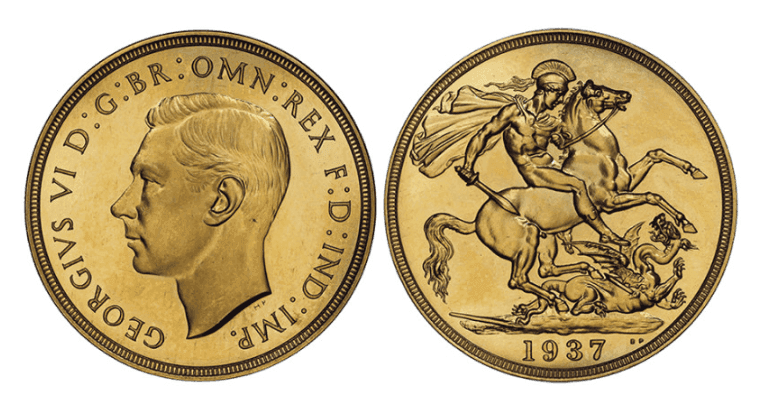 【PR65】1937年 イギリス ジョージ6世 2ソブリン金貨