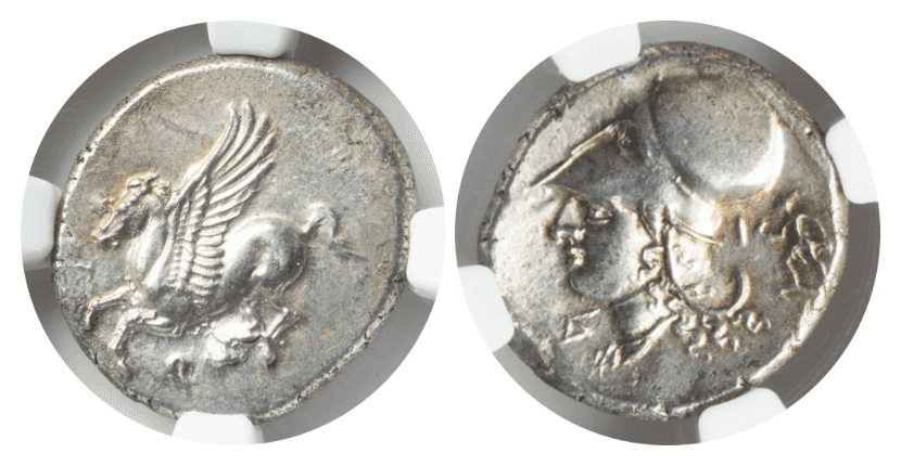 【Ch AU 4/5 4/5】紀元前4世紀  古代ギリシア コリントス スターテル銀貨