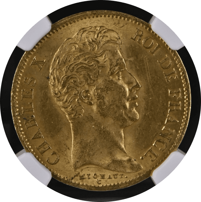 【MS63】1830年 フランス シャルル10世 40フラン金貨(表)