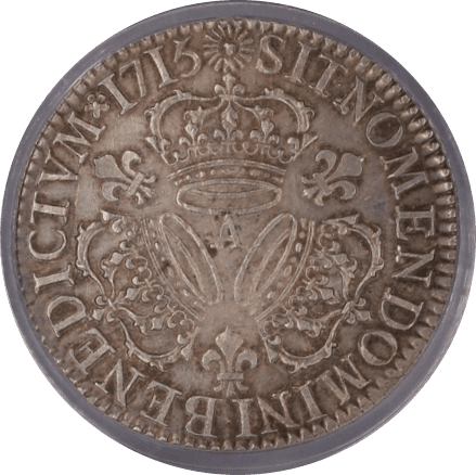 【AU55】1715年 フランス ルイ14世 エキュ銀貨(裏)