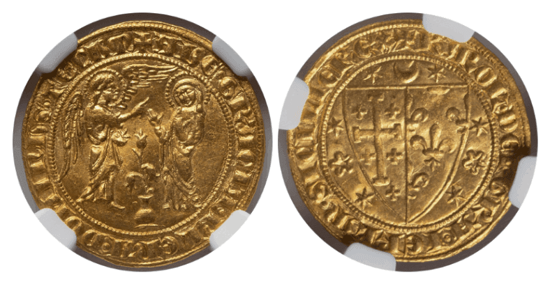 【MS63】1266年〜1285年 イタリア ナポリ カルロ1世 サリュードール金貨