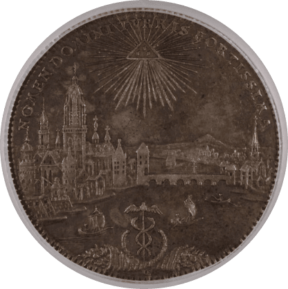 【AU58】1772年 神聖ローマ帝国  ドイツ フランクフルト 都市景観 ターラー銀貨(表)