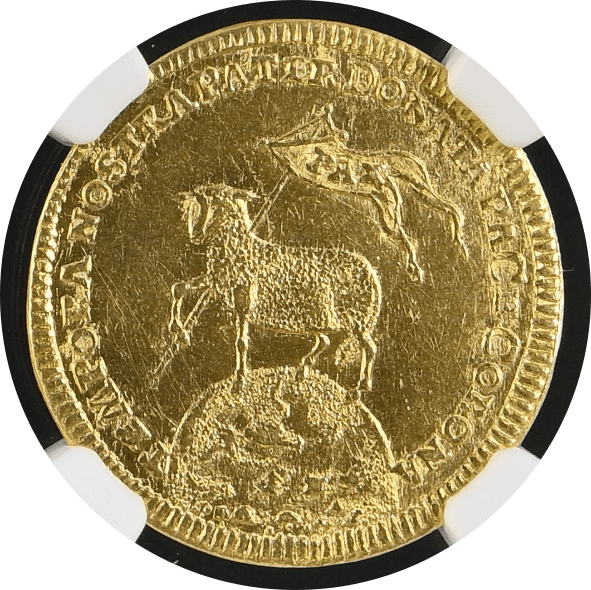 【MS61】1700年 神聖ローマ帝国 ドイツ ニュルンベルク ラムダカット 1ダカット金貨(表)