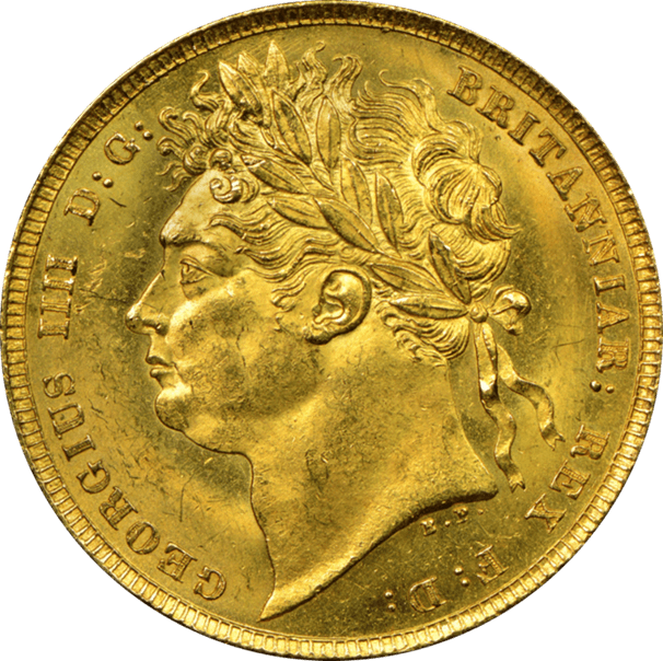 【MS64】1822年 ジョージ4世 1ソブリン金貨(表)